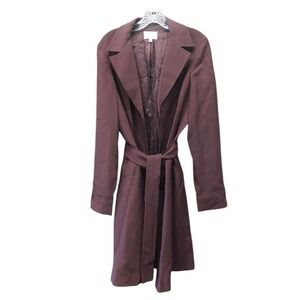 Kenar Burgundy Women's Long Trench Coat Sz 12
